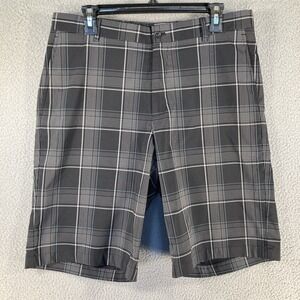 Slazenger Shorts Men's 34 Gray Black Plaid Golf 11 inch‎ inseam Golf Casual